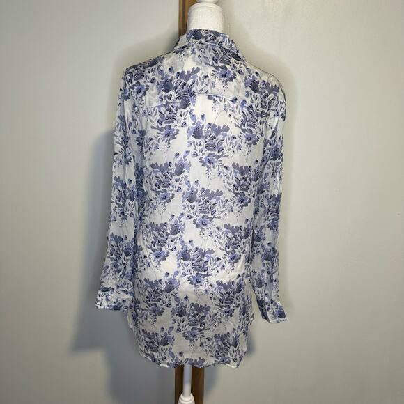 Cloth & Stone Anthropologie white & purple floral button down top size S - Picture 5 of 12